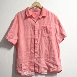 Tommy Bahama Shirt XL Short Sleeve Coral Orange Pink Resort Linen Button Down
